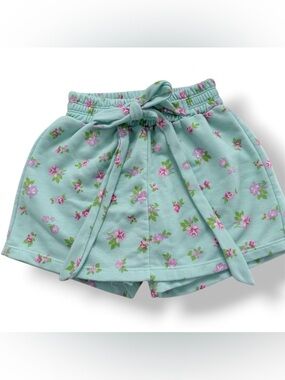 Girls' Floral Mint Skort with Tie Waist